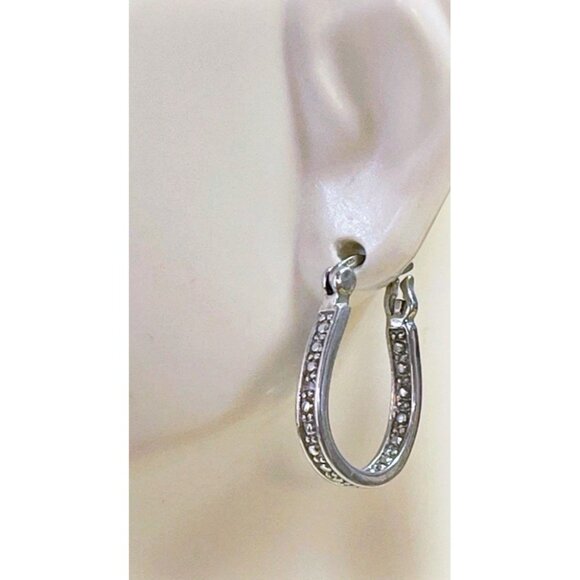 925 Sterling Silver Diamond Accent Inside Outside Drop Earrings Robert Seemann - Picture 3 of 8